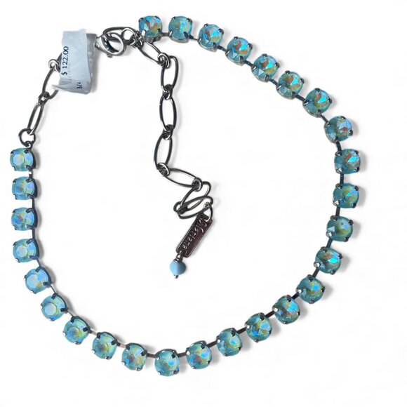 NWT Mariana Icy Blue Aqua Crystal Collar Necklace Silver Rhodium 17" Preppy - Picture 9 of 9